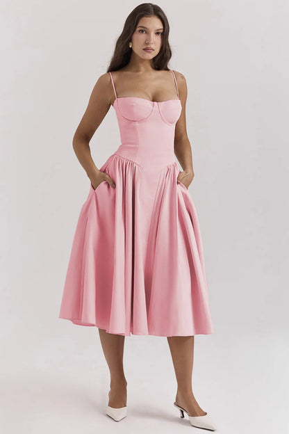 Calliope Sleeveless Midi Dress in Green