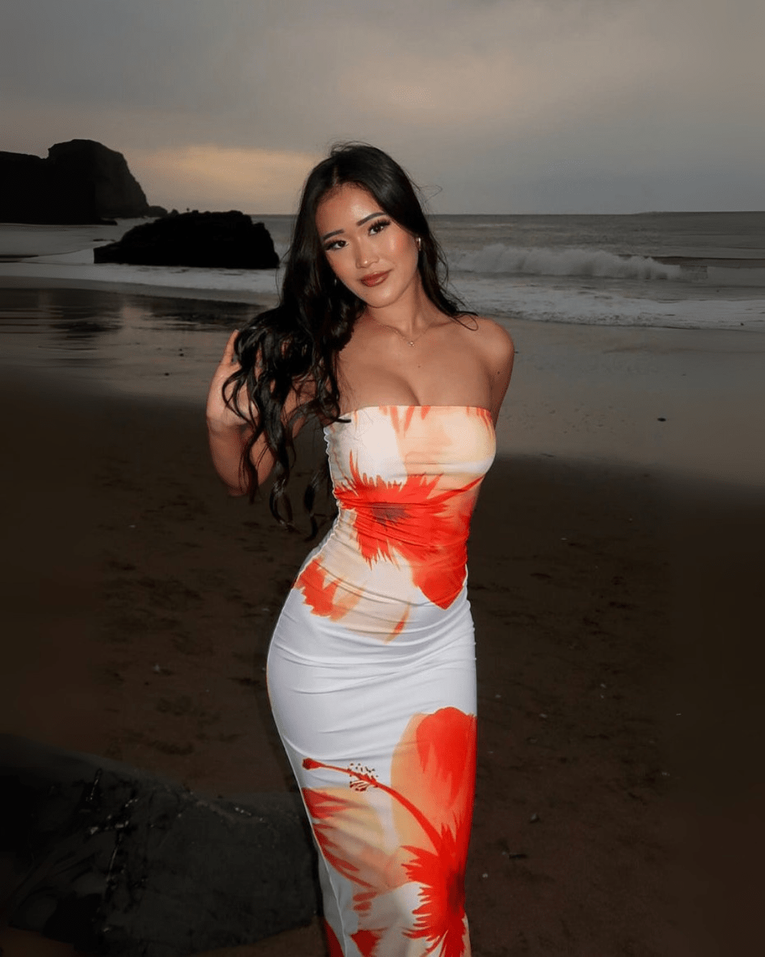 Caroline Print Maxi Dress in White