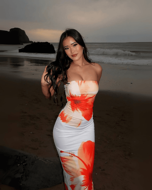 Caroline Print Maxi Dress in White