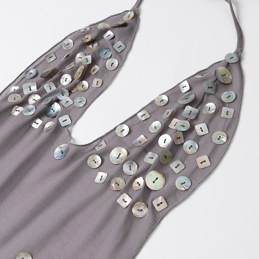 Cecilia Sequin Mini Dress in Gray