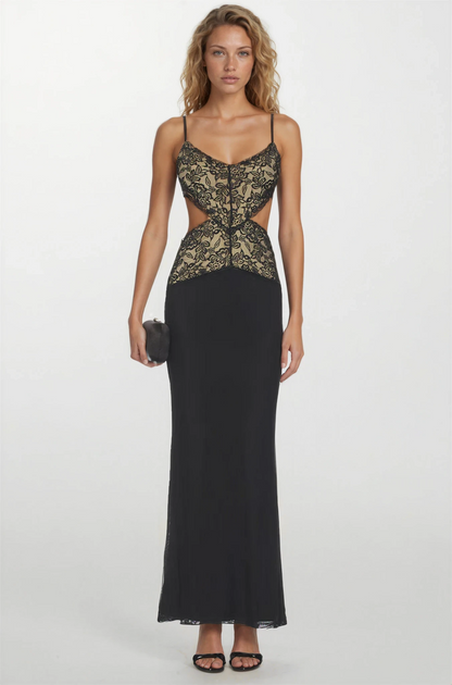 Celeste Spaghetti Maxi Dress in Black