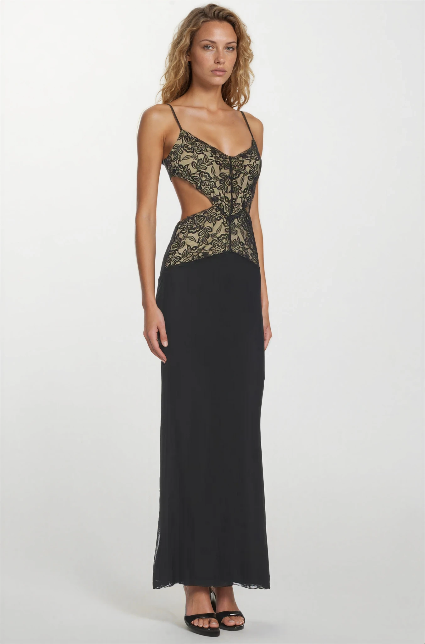 Celeste Spaghetti Maxi Dress in Black