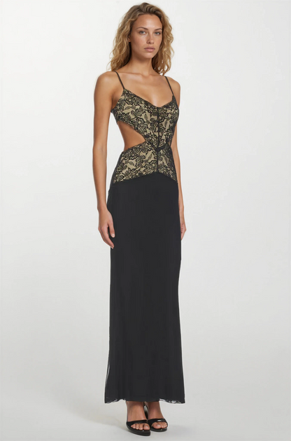 Celeste Spaghetti Maxi Dress in Black