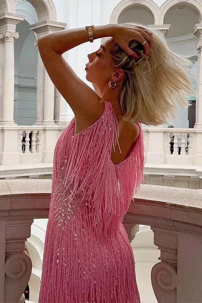 Celine Sleeveless Mini Dress in Pink