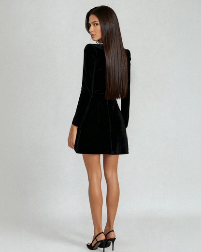 Charlotte Long Mini Dress in Black