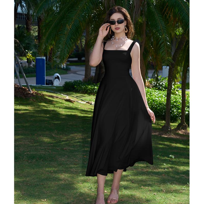 Charlotte Square Midi Dress in Black