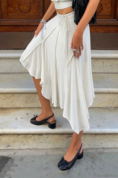 Cheyenne Asymmetrical Midi Dress in White