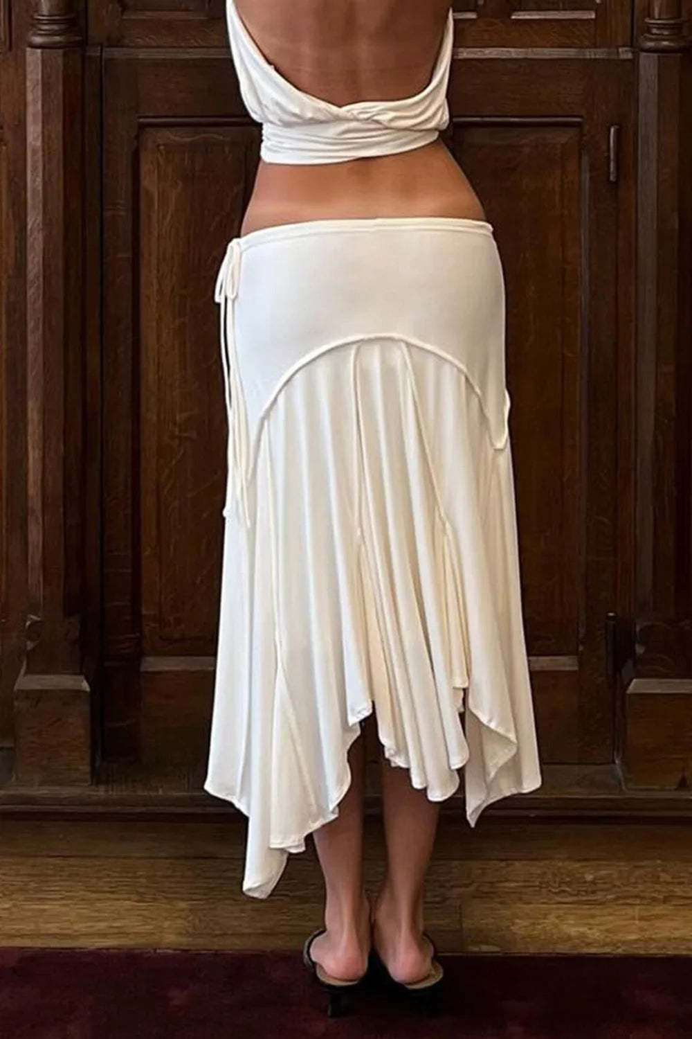 Cheyenne Asymmetrical Midi Dress in White