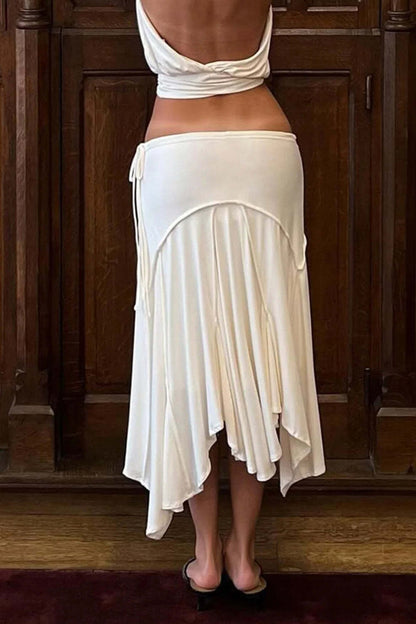 Cheyenne Asymmetrical Midi Dress in White