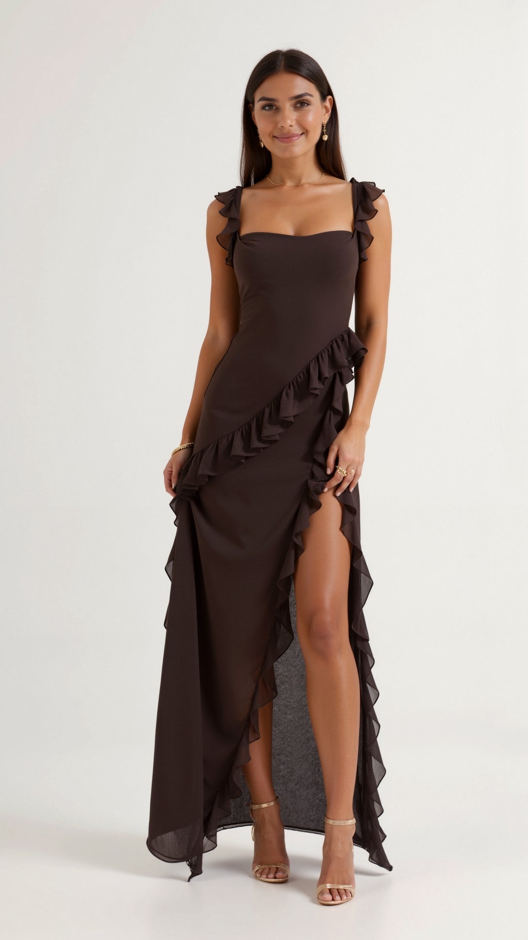 Claire Ruffle Maxi Dress