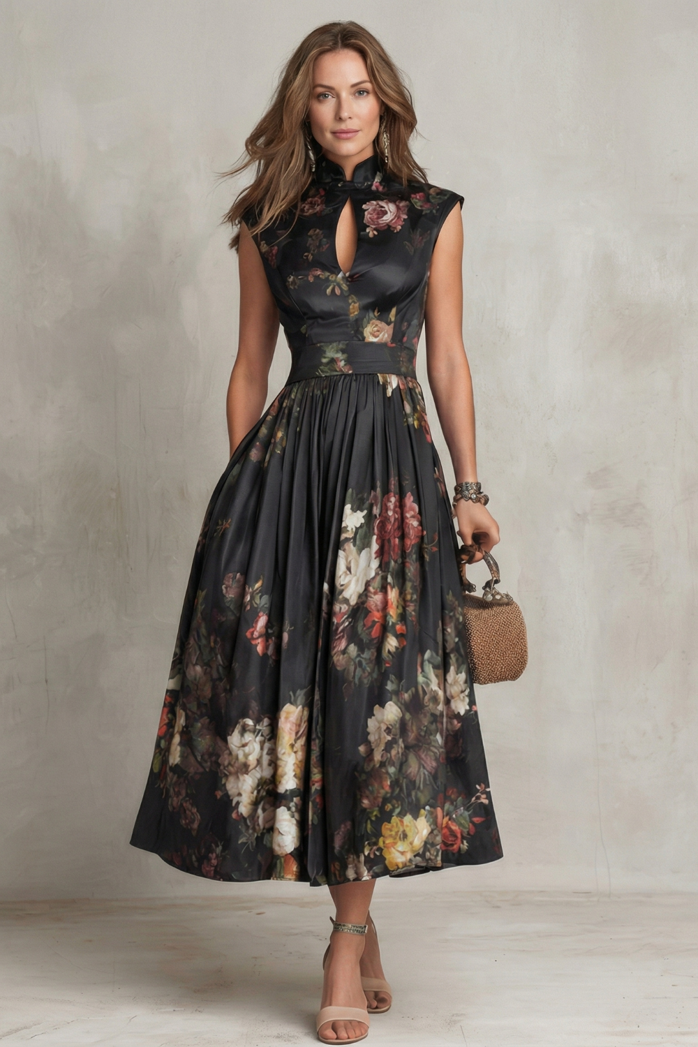 Composed Black Midi Dress
