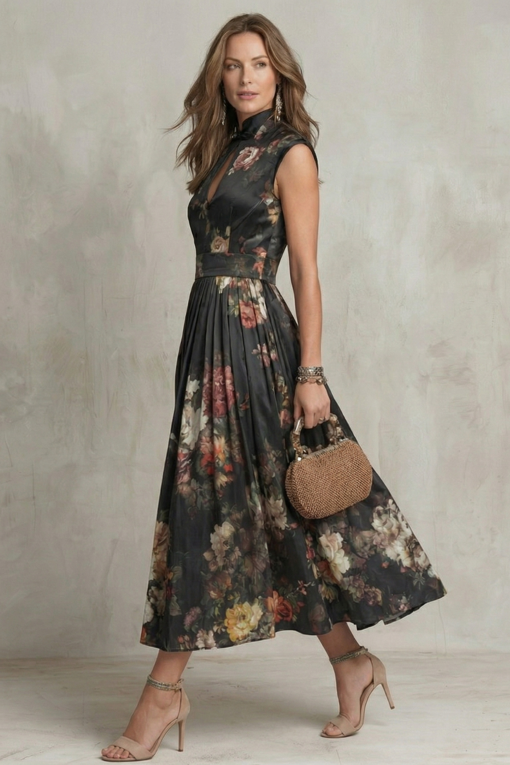 Composed Black Midi Dress