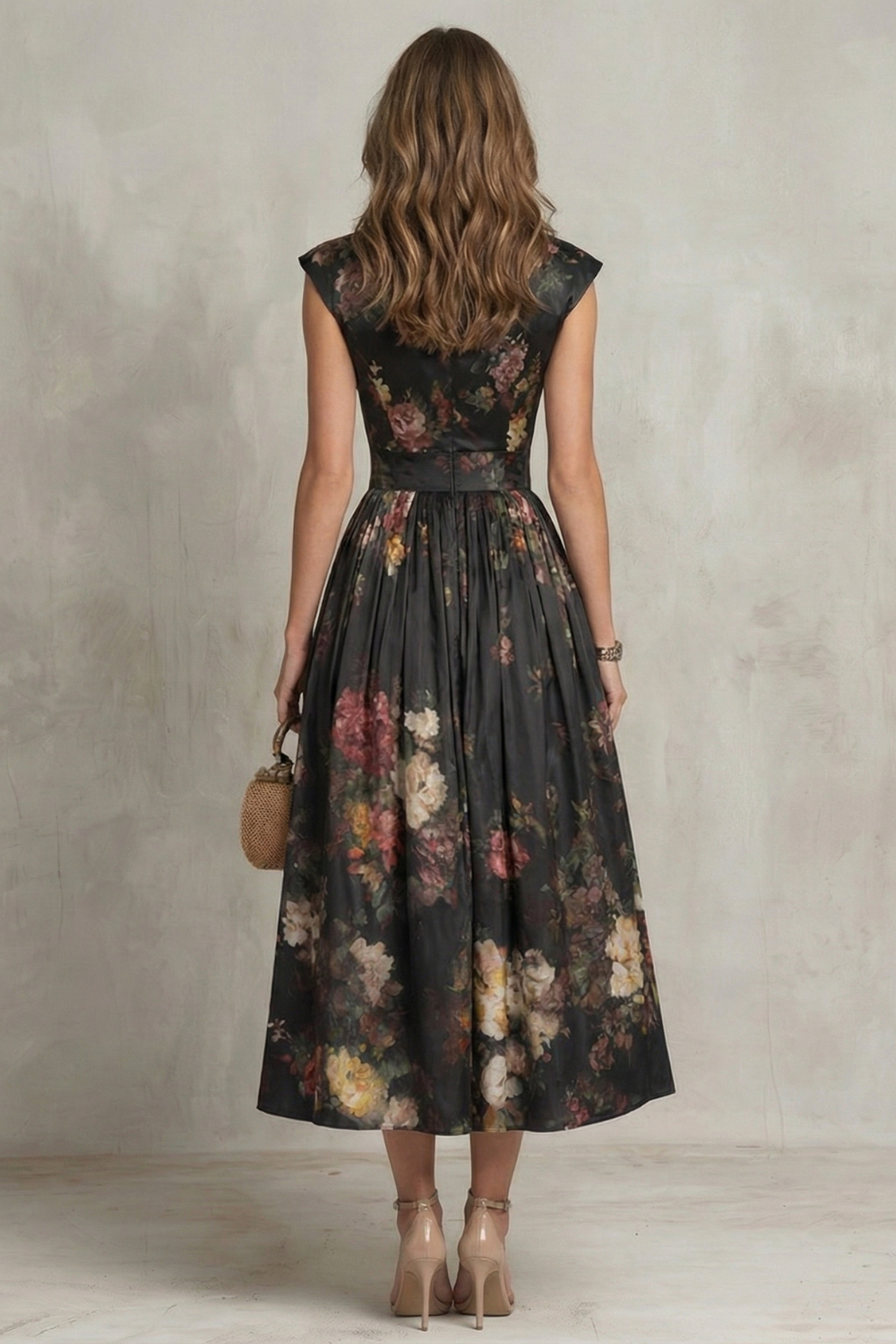 Composed Black Midi Dress