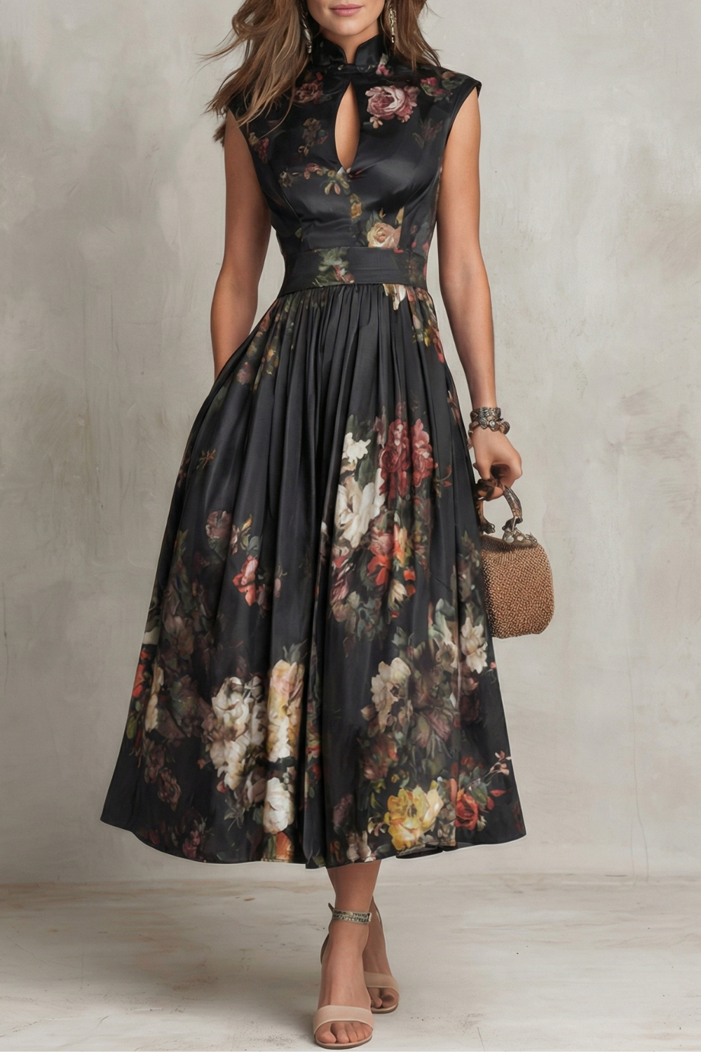 Composed Black Midi Dress