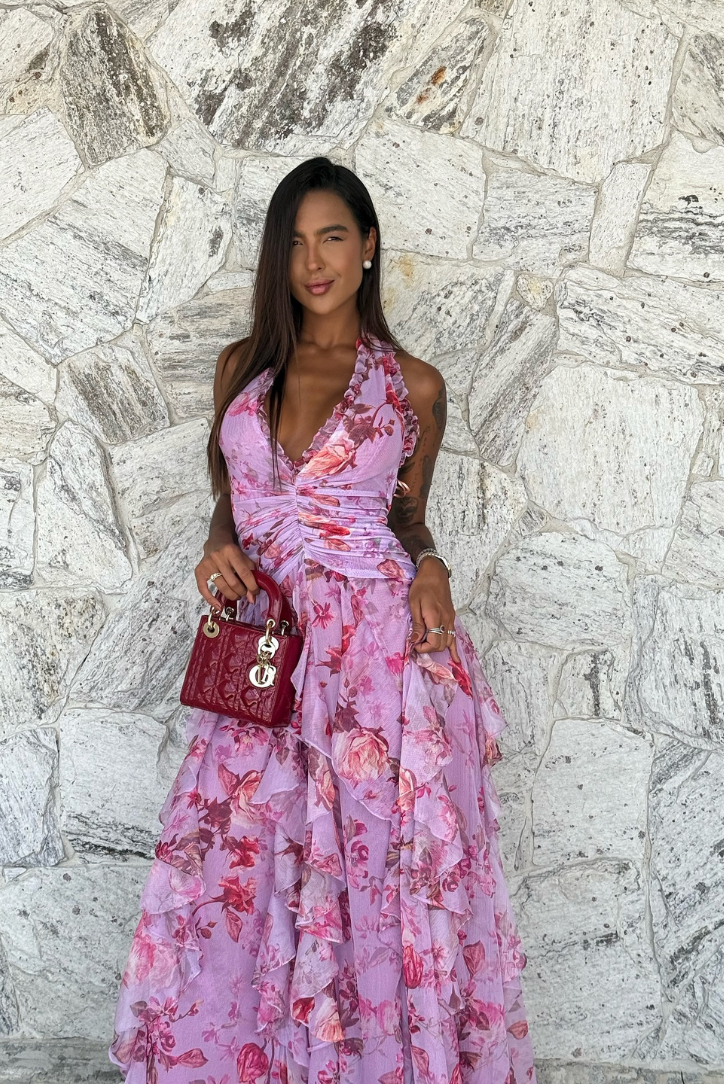 Coral Sleeveless Maxi Dress in Pink
