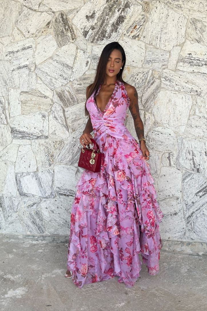 Coral Sleeveless Maxi Dress in Pink