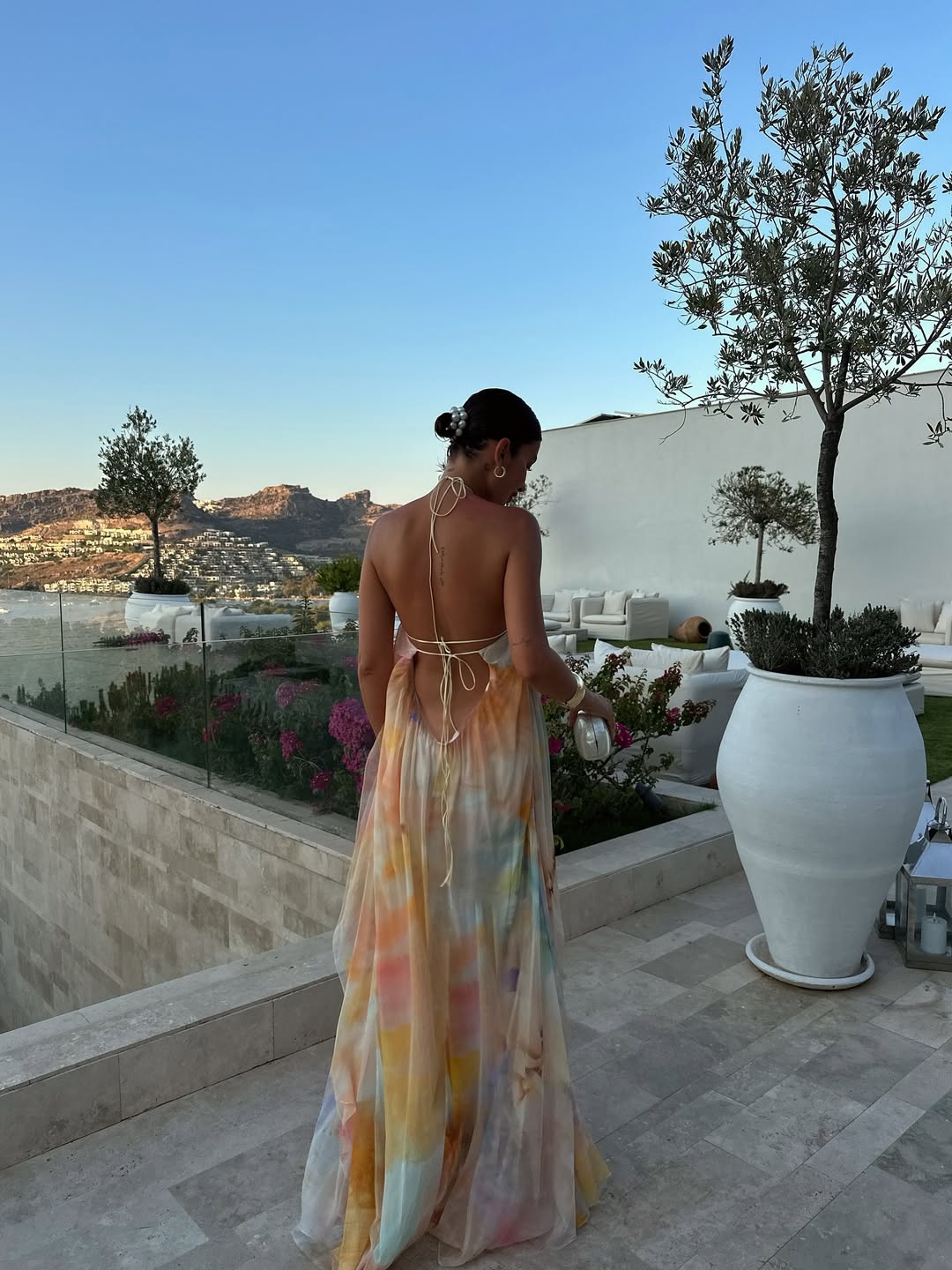 Corinna Printed Maxi Dress in Orange