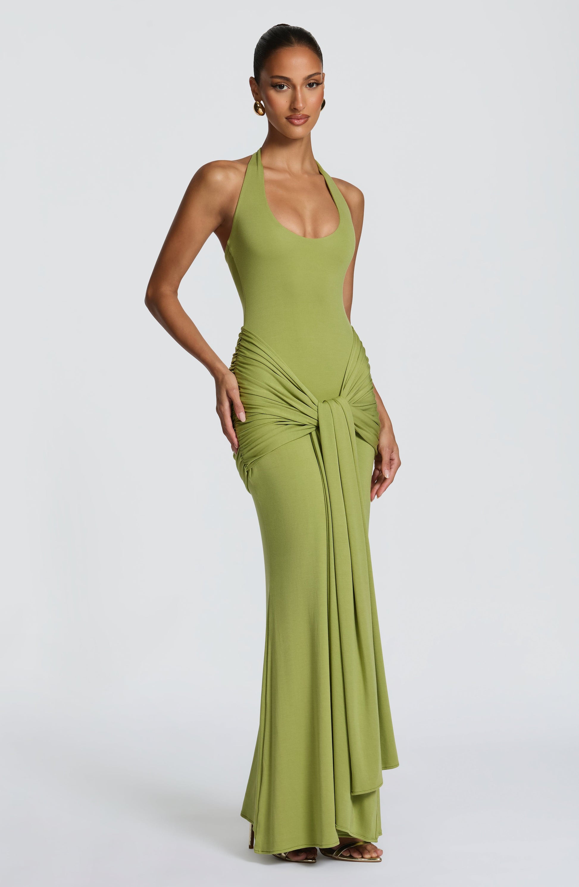 Women halter maxi dress, front view
