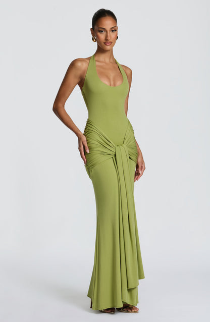 Women halter maxi dress, front view
