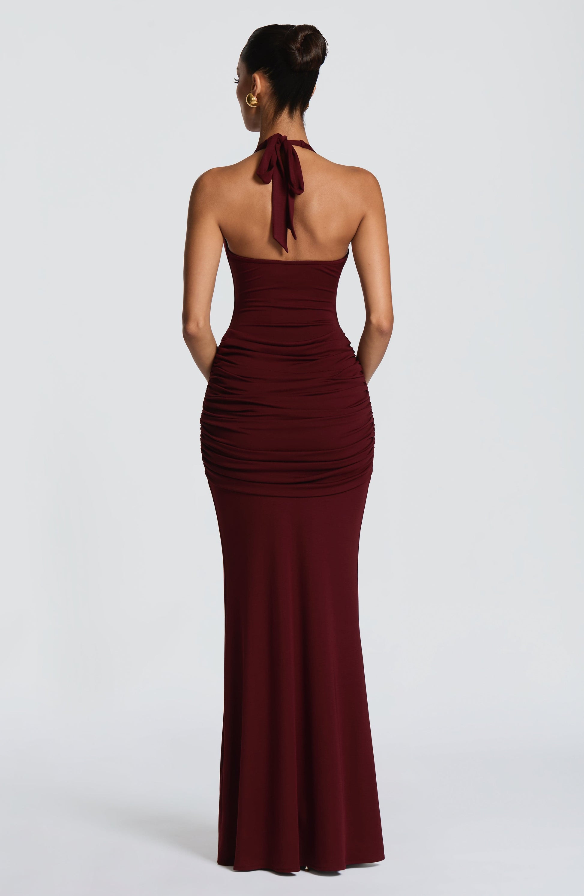 Women halter maxi dress, side view