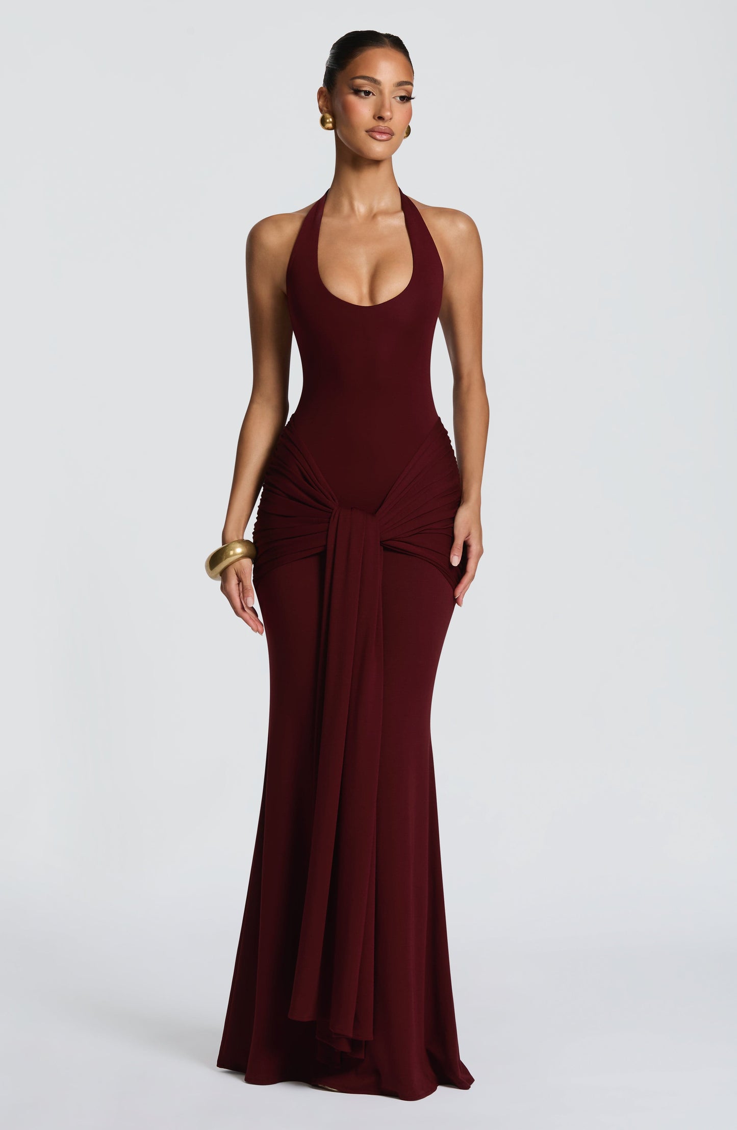 Women halter maxi dress, front view