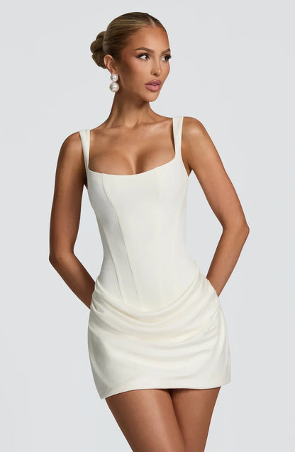 Courtney Sleeveless Mini Dress in Brown