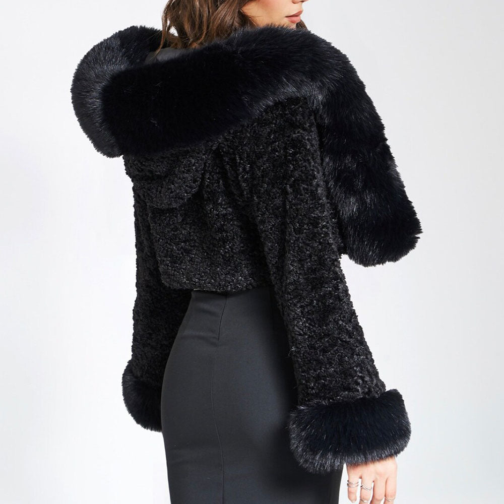 Cynthia Faux Fur Coat in Ivory