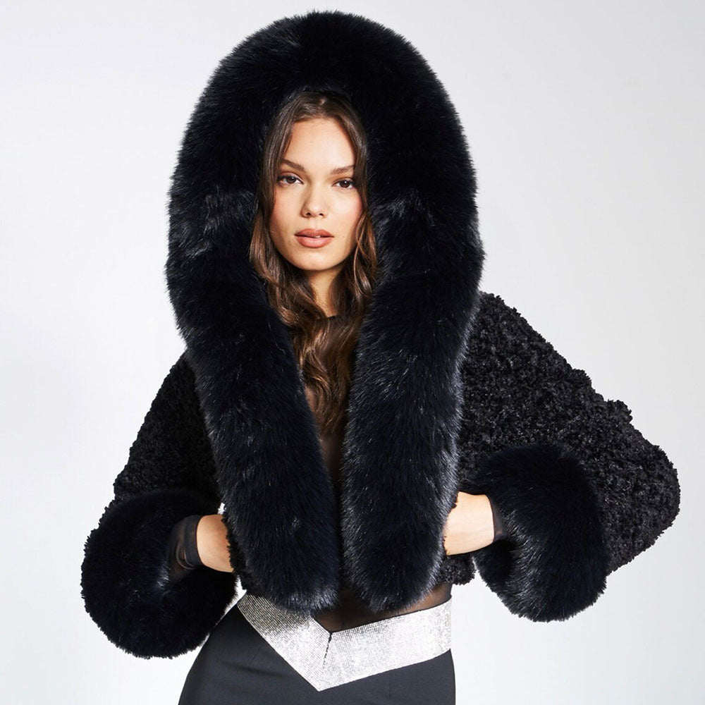 Cynthia Faux Fur Coat in Ivory