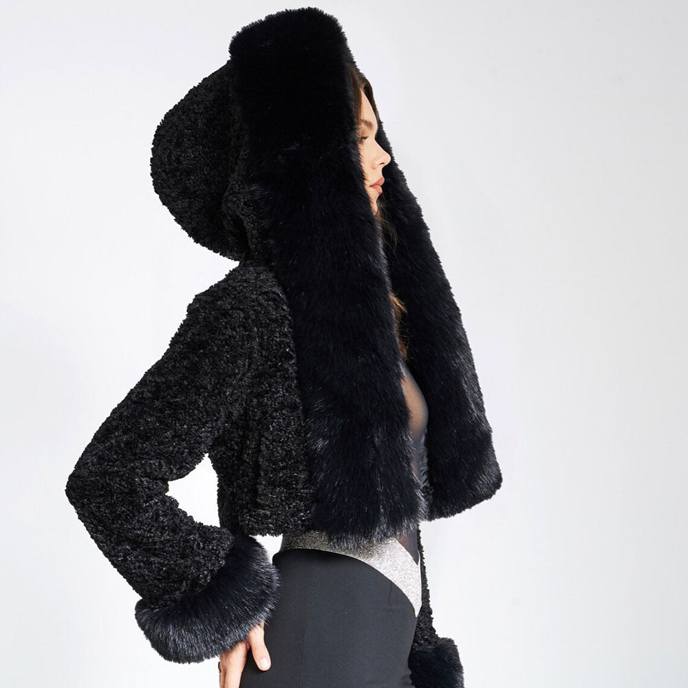 Cynthia Faux Fur Coat in Ivory