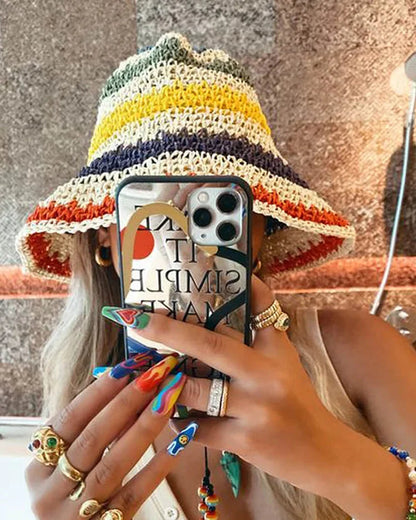 Dana Crochet Bucket Sunglasses in Multicolor