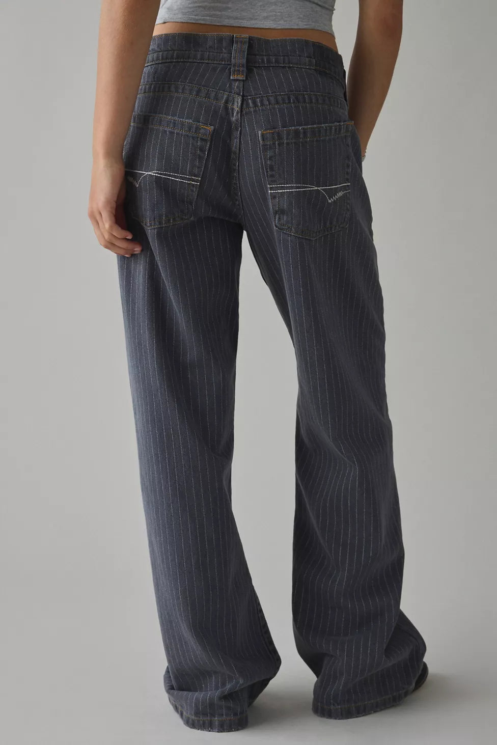 Women stripe pinstripe piece, back view