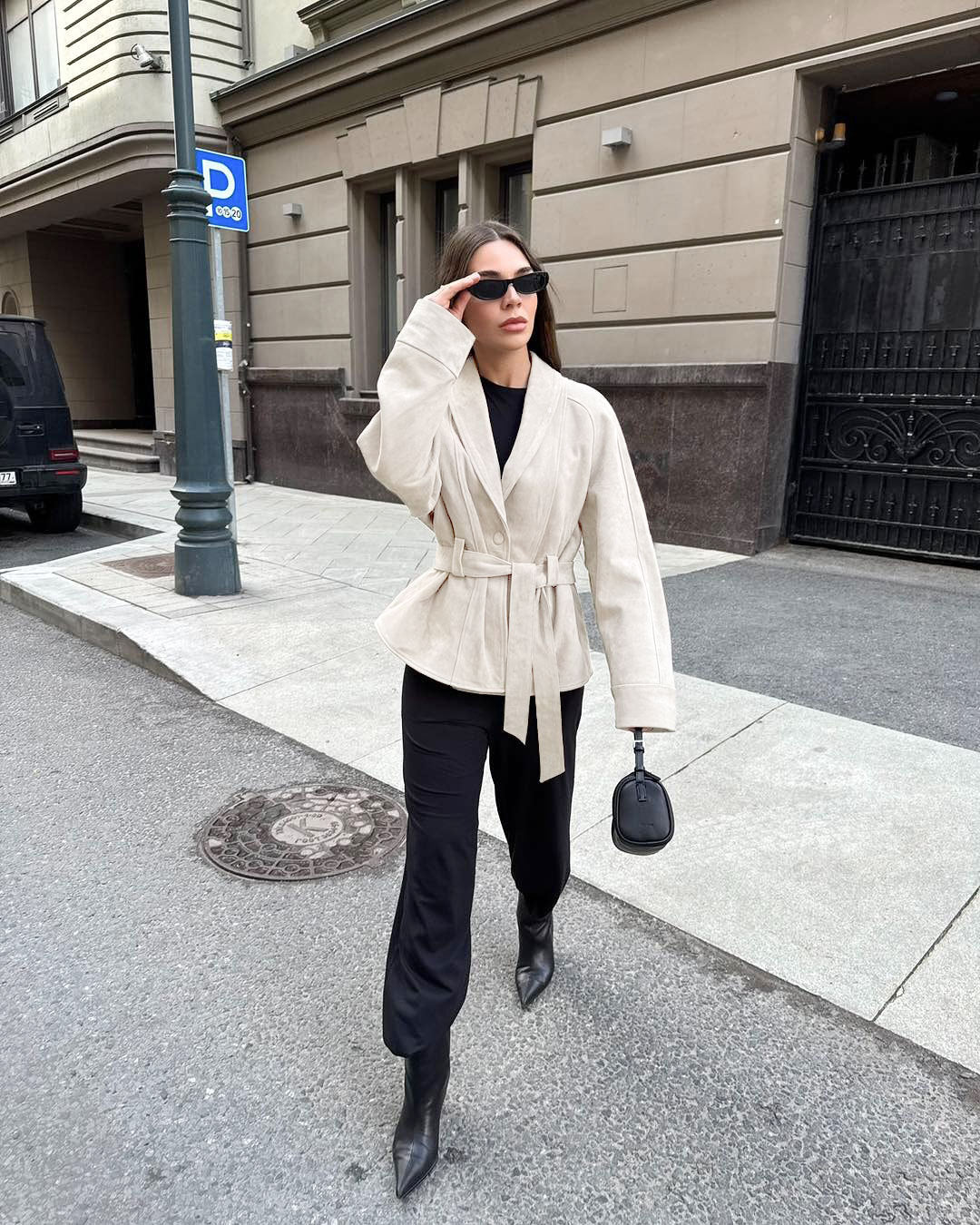 Deborah Belted Shawl Coat in Brown