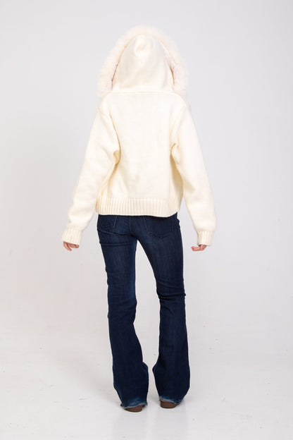 Women hooded cardigan, back view