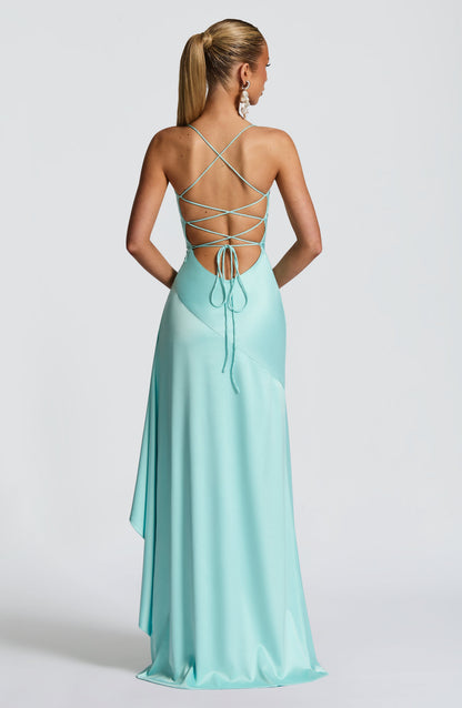 Women cowl maxi dress, back view