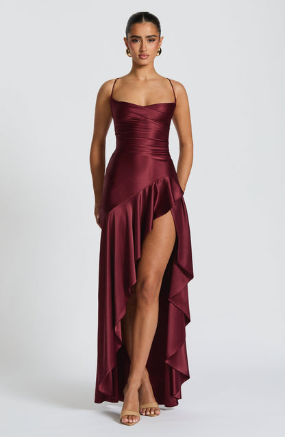 Women cowl maxi dress, detail close-up