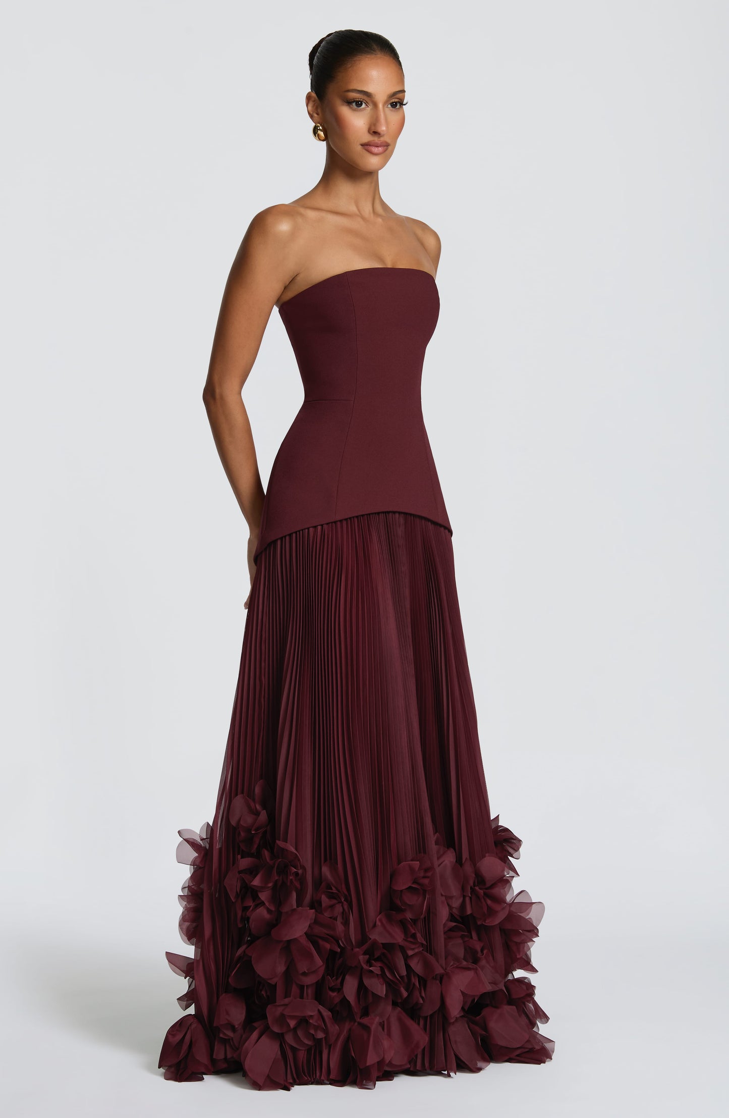 Women strapless maxi dress, back view