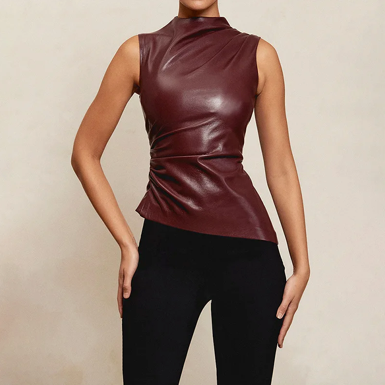 Donna Sleeveless Vegan Top in Burgundy