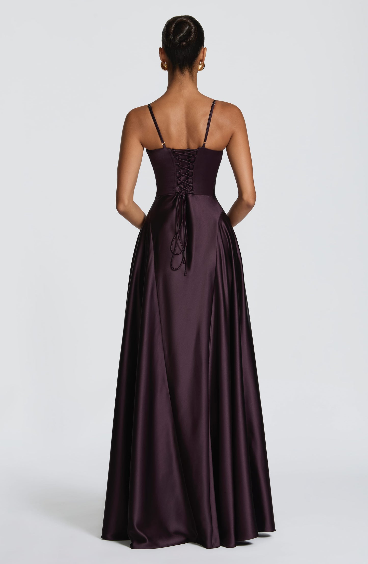 Women flare maxi dress, back view