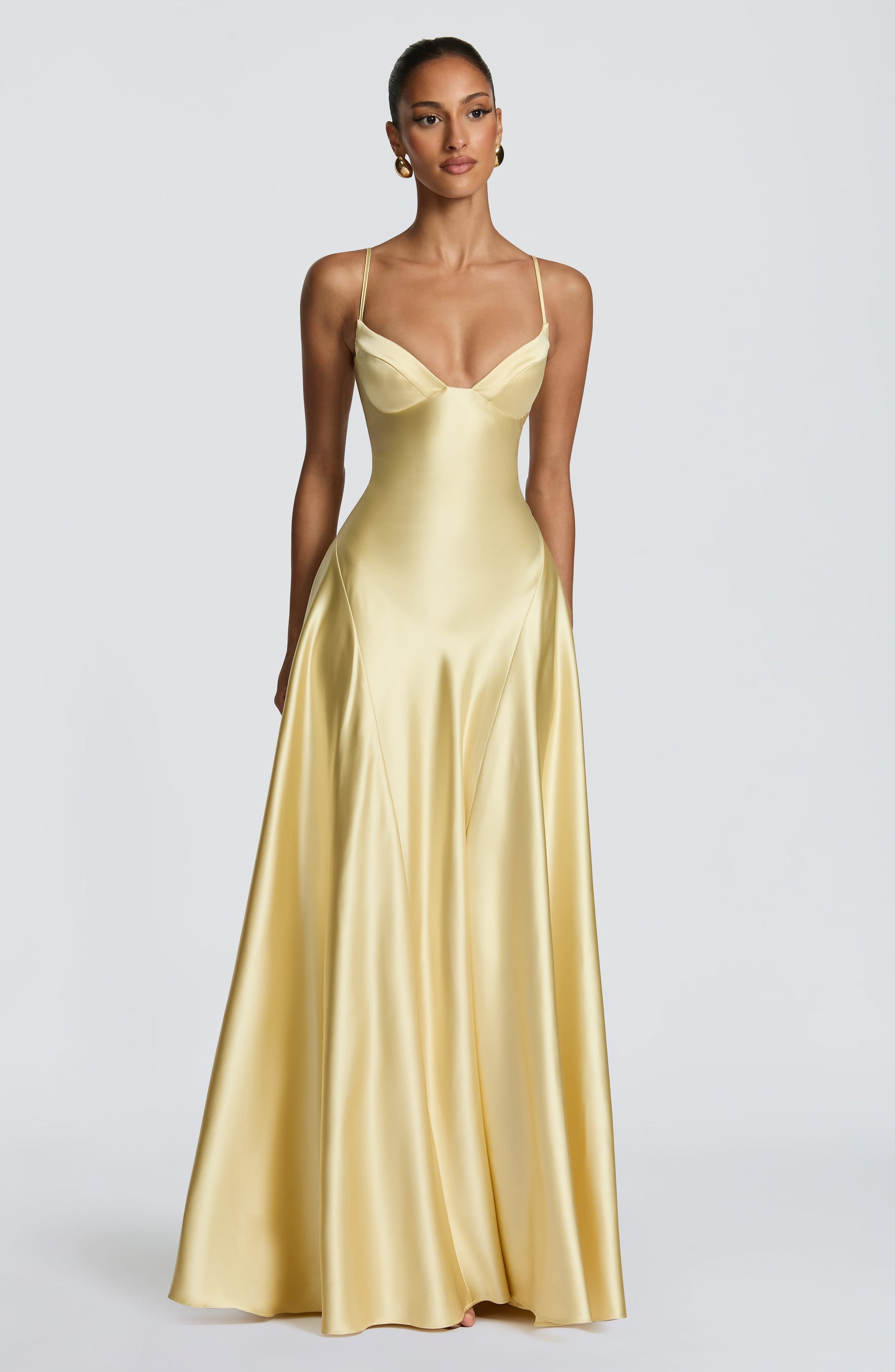 Women flare maxi dress, front view