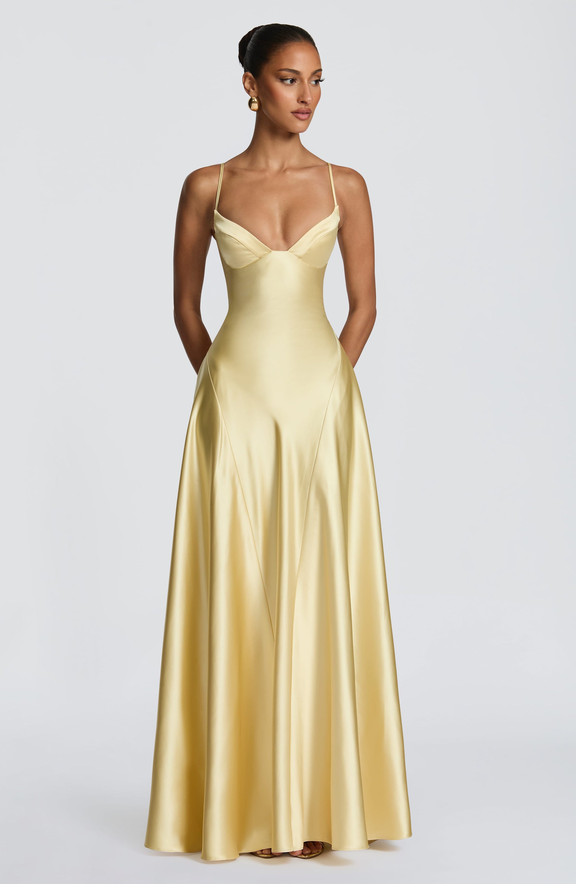 Women flare maxi dress, front view