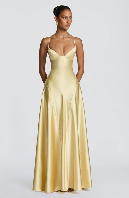 Women flare maxi dress, front view