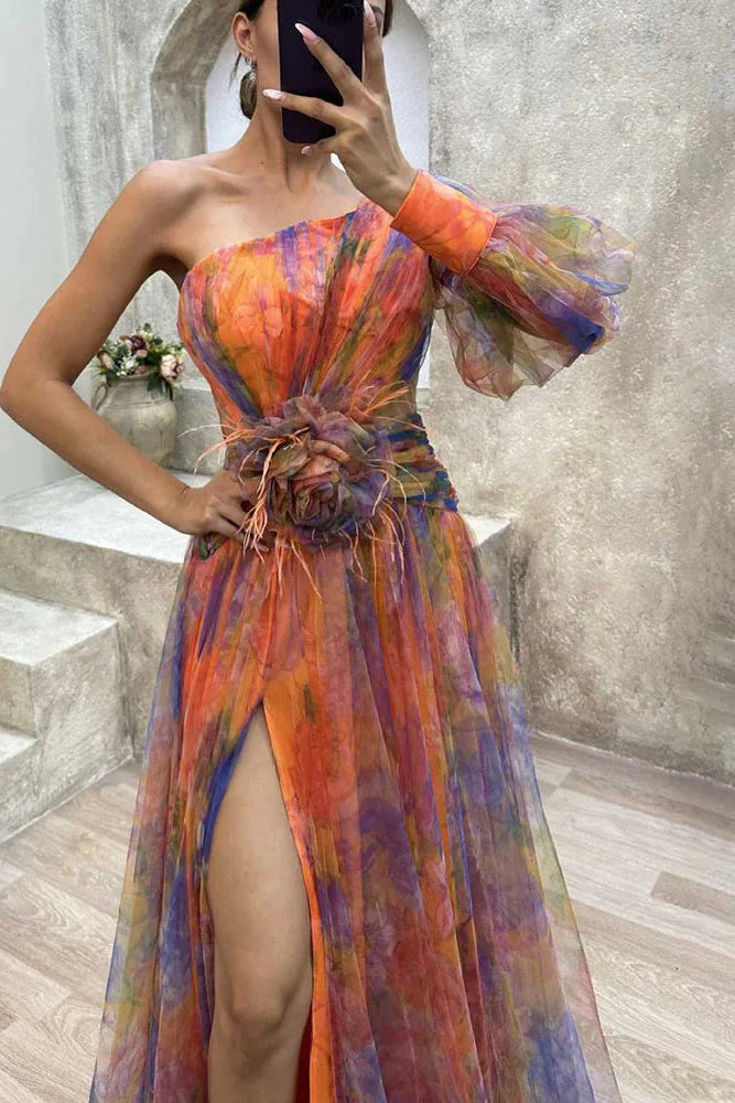 Elena Abstract Maxi Dress in Purple