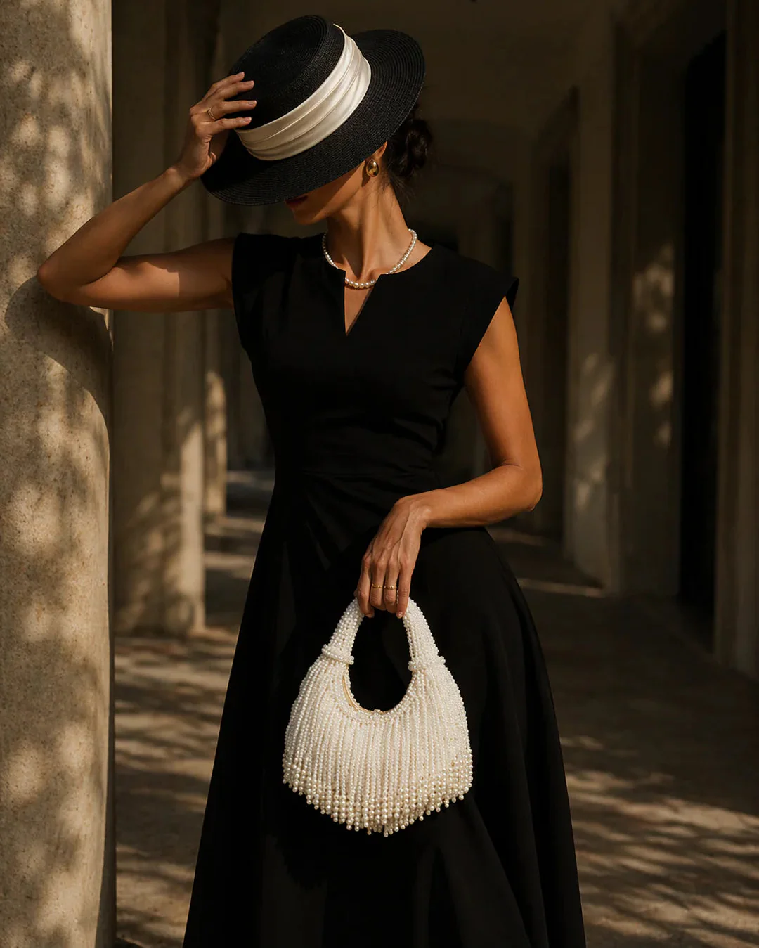 Ellie Pearl Beaded Bag in White