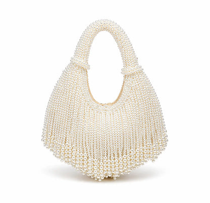 Ellie Pearl Beaded Bag in White