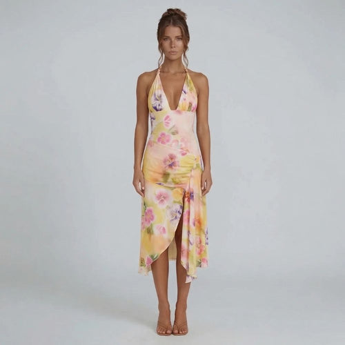 Elowen Ruched Midi Dress - Cream / M - Fashion
