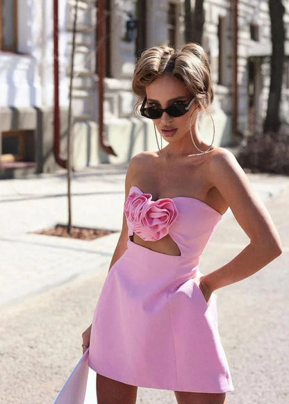 Elspeth Strapless Mini Dress in Pink
