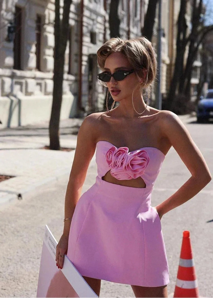 Elspeth Strapless Mini Dress in Pink