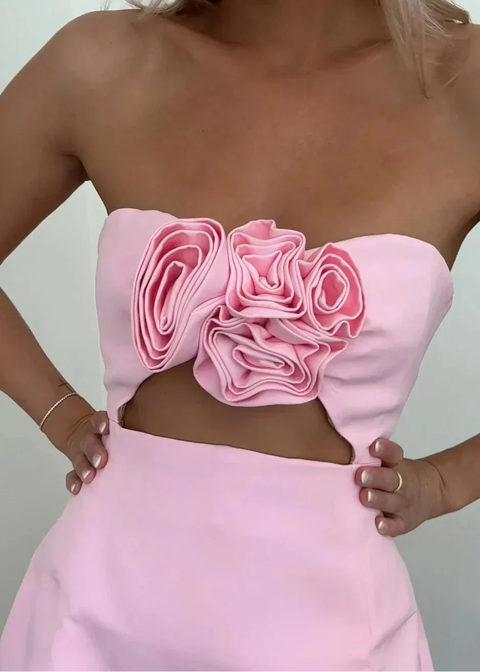 Elspeth Strapless Mini Dress in Pink