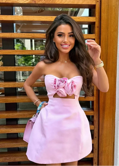 Elspeth Strapless Mini Dress in Pink