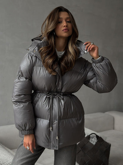 Esther Drawstring Waist Jacket in Black